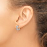10k White Gold Diamond Hinged Round Hoop Earrings - Image 3