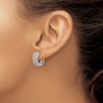 14k White Gold Diamond Hinged Hoop Earrings - Image 3