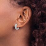 14k White Gold Diamond Hinged Hoop Earrings - Image 3