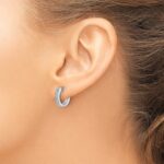 14k White Gold Diamond Hinged Round Hoop Earrings - Image 3