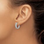 14k White Gold Diamond Hinged Hoop Earrings - Image 3