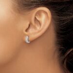 10k White Gold Diamond Hinged Hoop Earrings - Image 3