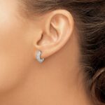 10k White Gold Diamond Hinged Hoop Earrings - Image 3