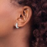 10k White Gold Diamond Hinged Hoop Earrings - Image 3