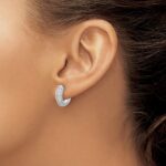 14k White Gold Diamond Hinged Hoop Earrings - Image 3