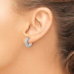 14k White Gold Diamond Hinged Hoop Earrings - Image 3