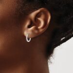 10k White Gold Diamond Hinged Hoop Earrings - Image 3