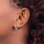 10k White Gold Diamond Hinged Hoop Earrings - Image 3