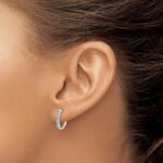 14k White Gold Diamond Hinged Hoop Earrings - Image 3