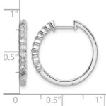 14k White Gold Polished Diamond Hinged Hoop Earrings - Image 4