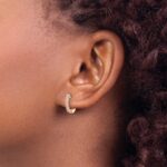 14k Rose Gold Polished Diamond Hinged Hoop Earrings - Image 3