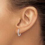 14k White Gold AA Diamond Hinged Hoop Earrings - Image 3
