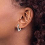 14k White Gold Diamond Hinged Hoop Earrings - Image 3