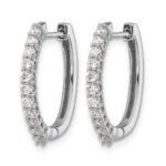 14k White Gold Diamond Hinged Hoop Earrings - Image 2