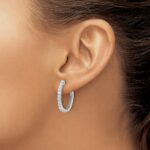 14k White Gold Diamond Hinged Hoop Earrings - Image 3