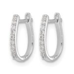 14k White Gold Diamond Hinged Hoop Earrings - Image 2