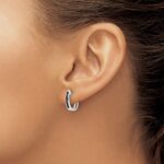 14k White Gold Black Diamond 3mm Hinged Hoop Earrings - Image 3