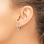 14k White Gold Diamond 1.3mm Hinged Hoop Earrings - Image 3