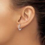 14k White Gold In/Out Diamond Hinged Hoop Earrings - Image 3