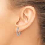 14k White Gold In/Out Diamond Hinged Hoop Earrings - Image 3