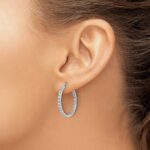 14k White Gold 1/2 carat Lab Grown Diamond VS/SI+ G+ Complete In and Out Hoop Earrings - Image 3