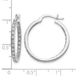 14k White Gold Diamond In/Out Hoop Earrings - Image 4