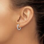 14k White Gold In/Out Diamond Hinged Hoop Earrings - Image 3