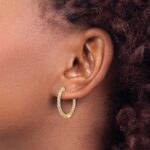 10k Gold Polished Diamond In/Out Hinged Hoop Earrings - Image 3