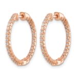 14k Rose Gold Polished Diamond In/Out Hinged Hoop Earrings - Image 2