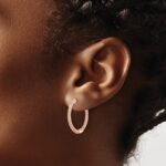 14k Rose Gold Polished Diamond In/Out Hinged Hoop Earrings - Image 3
