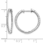 14k White Gold Polished Diamond In/Out Hinged Hoop Earrings - Image 4