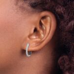 14k White Gold Black and White Diamond In/Out Hoop Earrings - Image 3