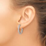 14k White Gold Diamond In/Out Hinged Hoop Earrings - Image 3