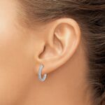 14k White Gold Diamond In/Out Hinged Hoop Earrings - Image 3