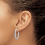 14k White Gold 1 1/2Ctw Hinged Hoop Diamond Earrings - Image 3