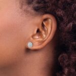 14k White Gold 1/3 carat Diamond Cluster Post Earrings - Image 3