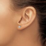 14k White Gold 1/6 carat Diamond Halo Cluster Post Earrings - Image 3