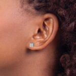 14k White Gold 1/4 carat Diamond Halo Cluster Post Earrings - Image 3