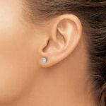 14k White Gold 1/3 carat Diamond Halo Cluster Post Earrings - Image 3