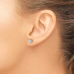 14k White Gold 1/3 carat Diamond Halo Cluster Post Earrings - Image 3