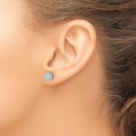 14k White Gold 5/8 carat Diamond Halo Cluster Post Earrings - Image 3