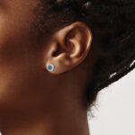 14k White Gold 1/4 carat Blue/White Diamond Cluster Post Earrings - Image 3