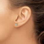 14k 1/10 carat Diamond Cluster Square Post Earrings - Image 3