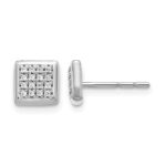 14k White Gold 1/8 carat Diamond Cluster Square Post Earrings