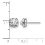 14k White Gold 1/2 carat Diamond Square Halo Post Earrings - Image 4