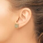 14k 1/4 carat Diamond Double Square Bezel Screwback Post Earrings - Image 3