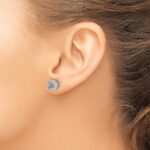 14k White Gold 1/2 carat Diamond (Holds 2-6.5mm Stones) Semi-mount Halo Stud Earrings - Image 3