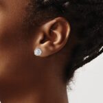 14k White Gold 1/4 carat Diamond (Holds 2-4.8mm Stones) Semi-mount Halo Stud Earrings - Image 3