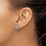 14k White Gold Fancy 1/4 carat White and Black Diamond Octagon Post Earrings - Image 3