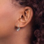 14k White Gold 1/20 carat Diamond Cluster Leverback Earrings - Image 3